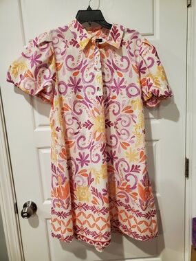 MSK Women Floral Fare Dress in Pink, Orange & Yellow~Large